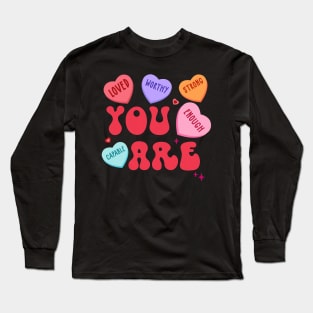 Retro Candy Heart Teacher Valentine's Day You Enough Long Sleeve T-Shirt